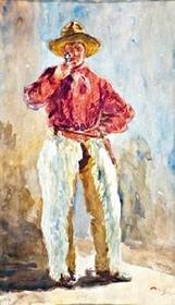 Illés Antal: Cowboy 1910. Akvarell.
