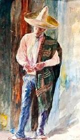 Illés Antal: Mexikói férfi, 1910. Akvarell.